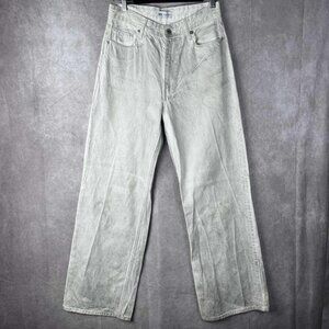 ZARA Jeans Womens 6 Zip Waxed Denim Straight 5-Pocket Gray